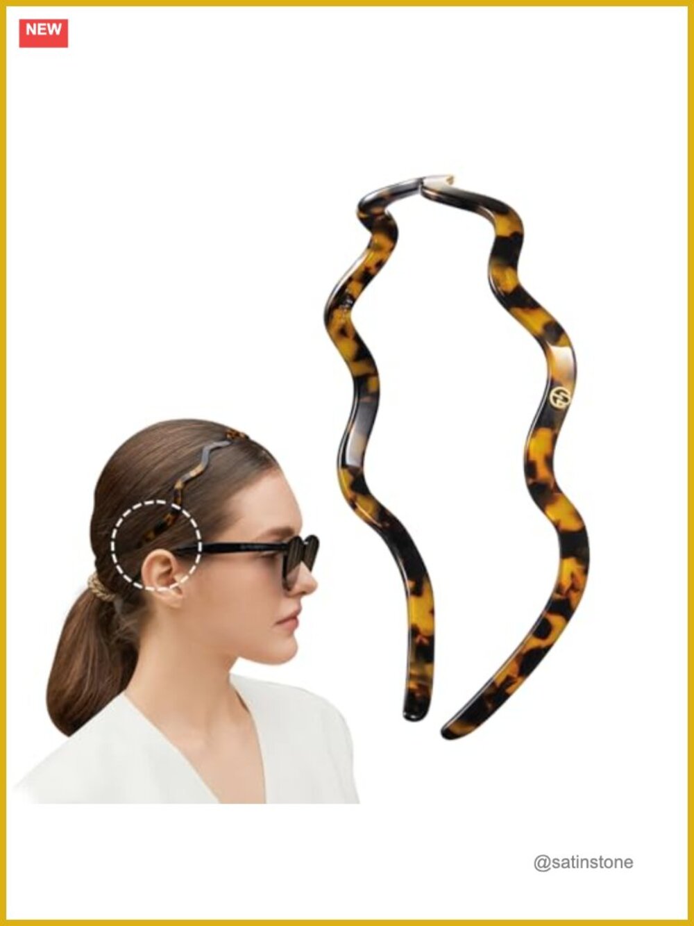 Wavy Thin No Headache Headband Eyewear Friendly Acetate Resin Hairband